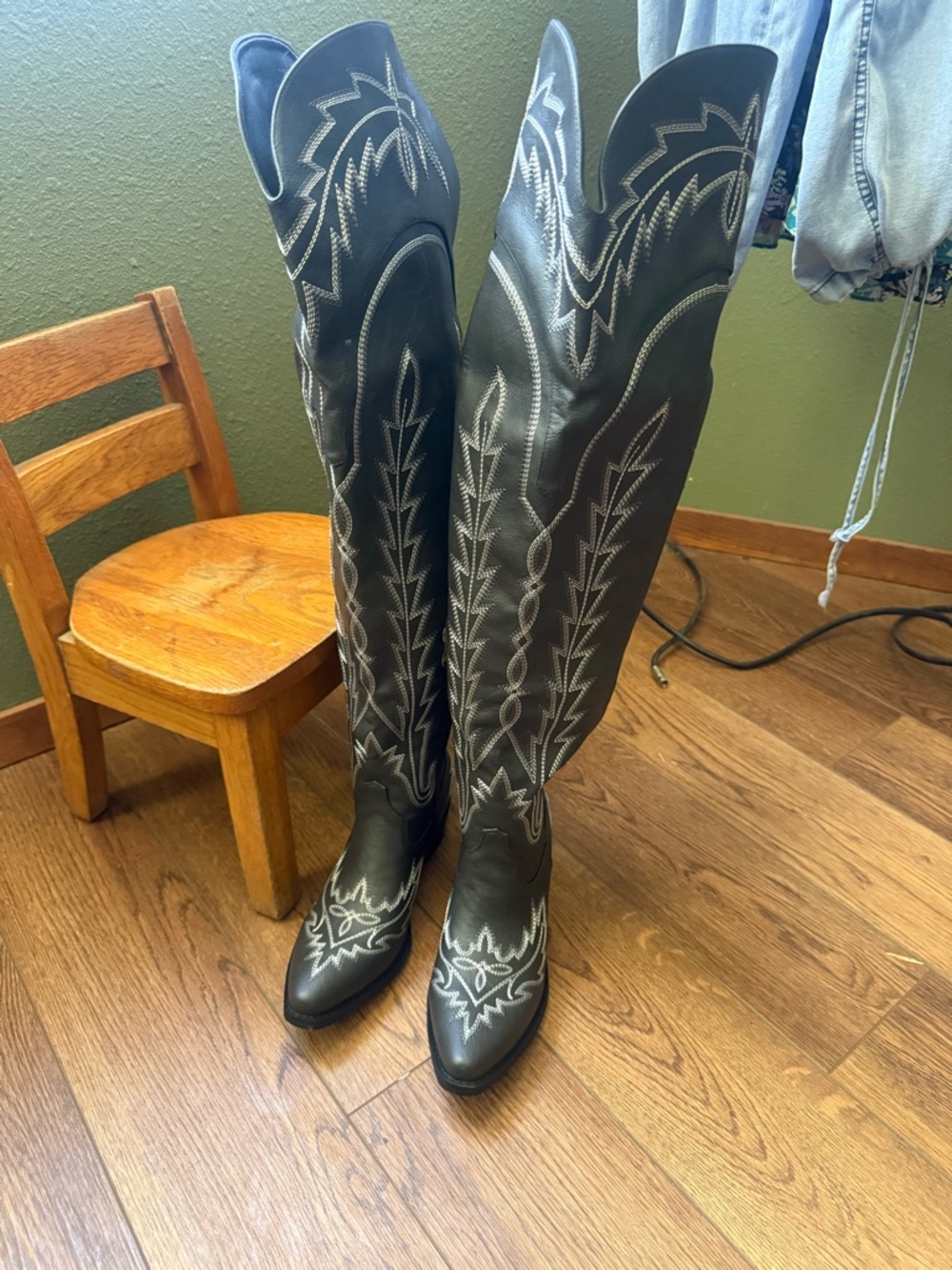 Over the knee western boots